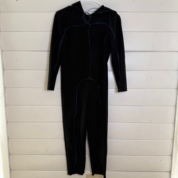 Spirit Light-Up EL Wire Stick Figure Costume Bodysuit Kids Medium Black blue - Picture 2 of 11